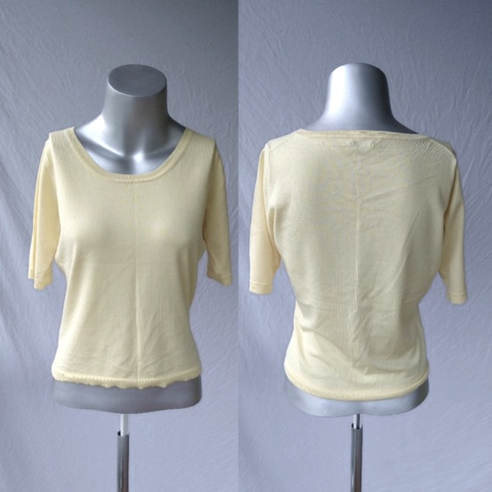 Max Studio Yellow Short Sleeve Sweater